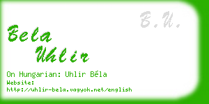 bela uhlir business card
